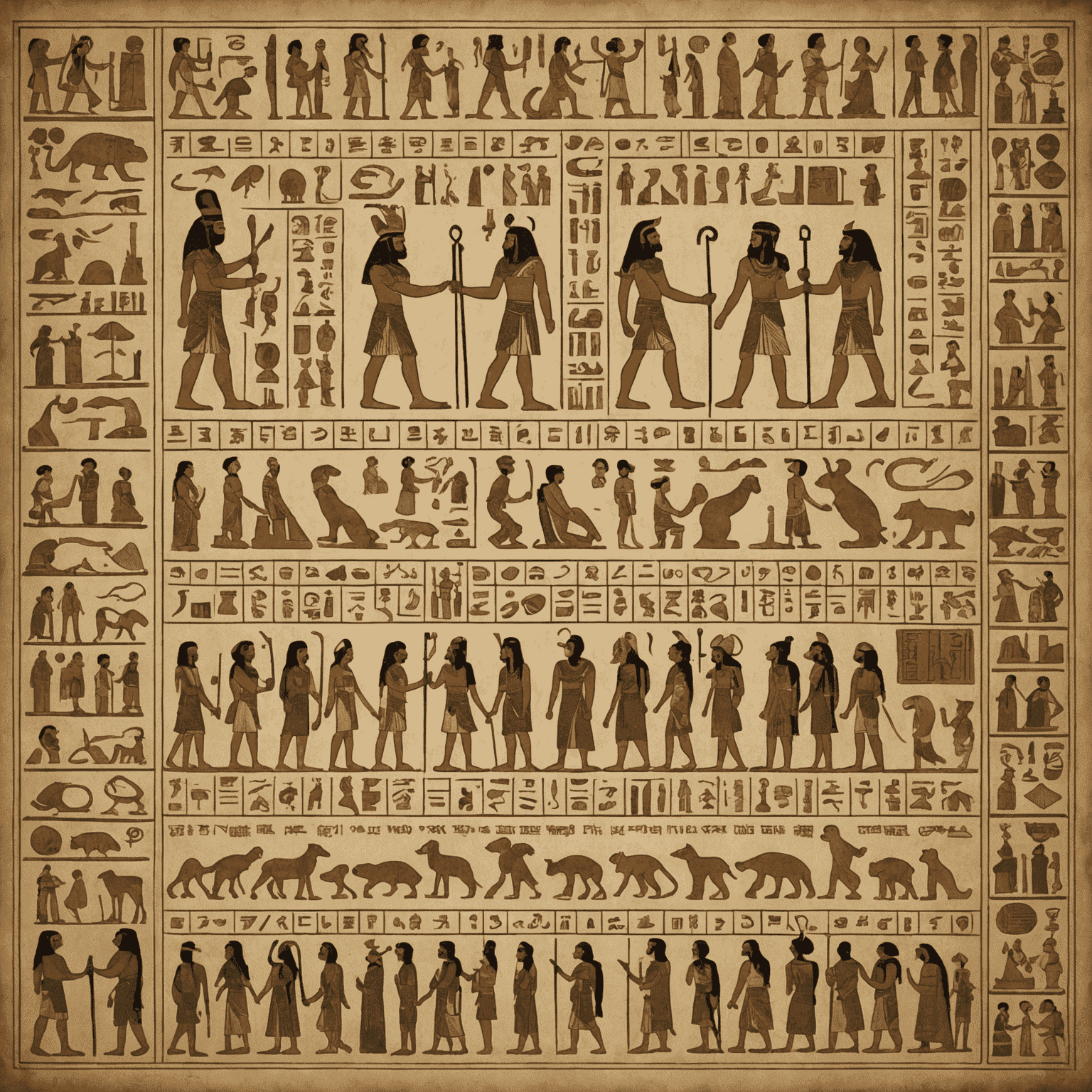 A timeline showing the evolution of riddles from ancient hieroglyphs to modern digital puzzles, with key historical figures and civilizations highlighted along the way.